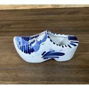 Vintage Delft Blue Hand Painted Dutch Ceramic Clog Shoe Holland Marked 4"